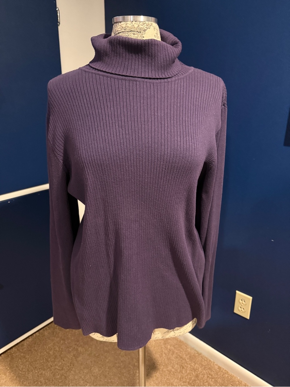 Women’s plus purple Turtleneck Ribbed Knit Sweater